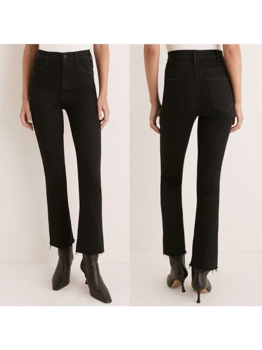 Mother The Hustler Ankle Fray Jeans in Not Guilty Black Raw Hem Women’s Size 27